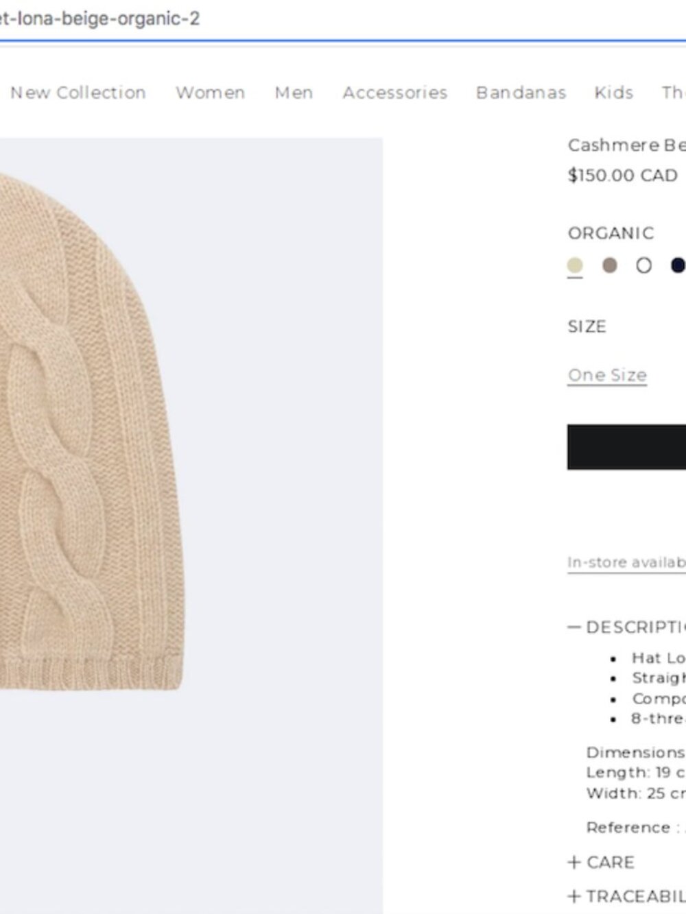 Kujten Cashmere Paris Cable Knit 100% Cashmere Cream Ivory Beige Nude Beanie - Picture 6 of 7